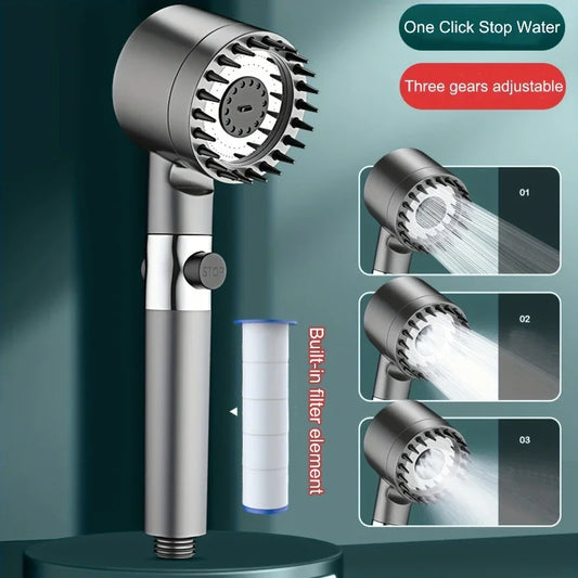 AquaFlow 3-in-1 High-Pressure Filtered Shower Head